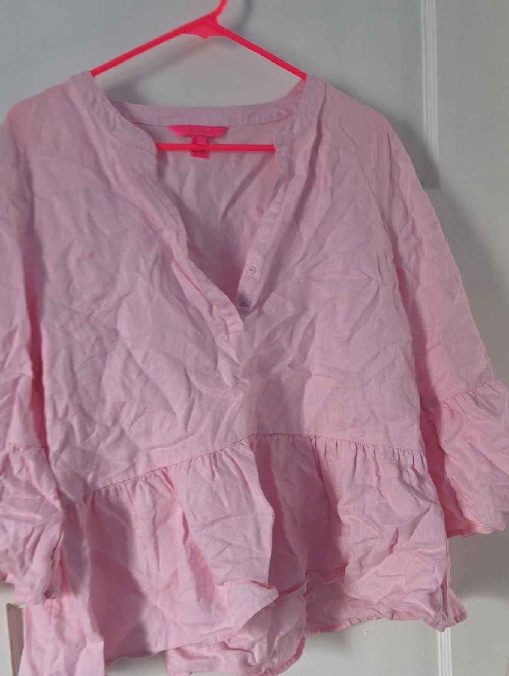 Lilly Pulitzer Light Pink Ruffle Peplum Tunic